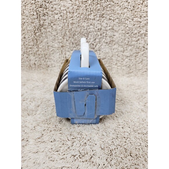 Harvest Green Studio 2 Mug Set British Design Yellow & White/Blue & White Stripe - Picture 3 of 3